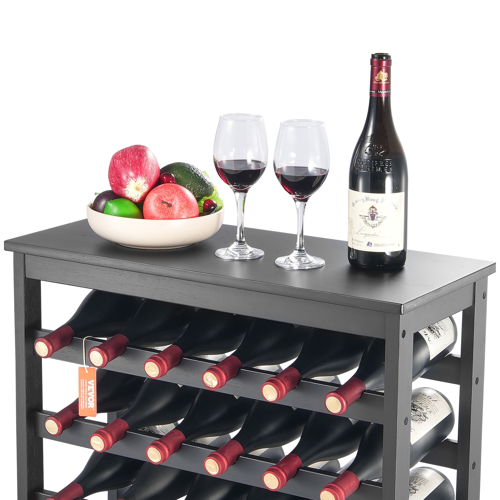 42 Bottle 7-Tier Modular Wine Rack Bamboo Wood Display Shelf With TableTop_voghion.com